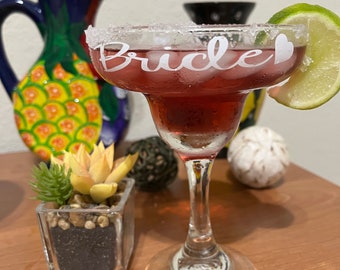Personalized Margarita Glass: Bridal Shower, Bachelorette Party Favor
