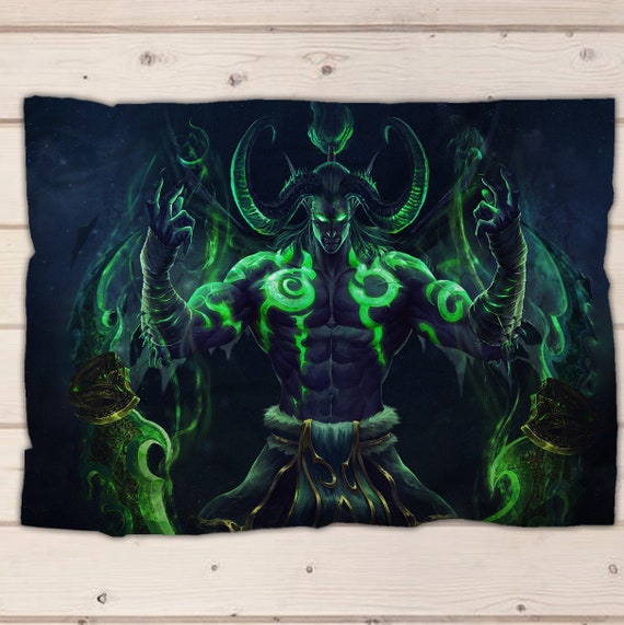 World of warcraft blanket, Burning crusade Illidan fleece blanket, soft blanket, bedding, baby blanket, adult blanket