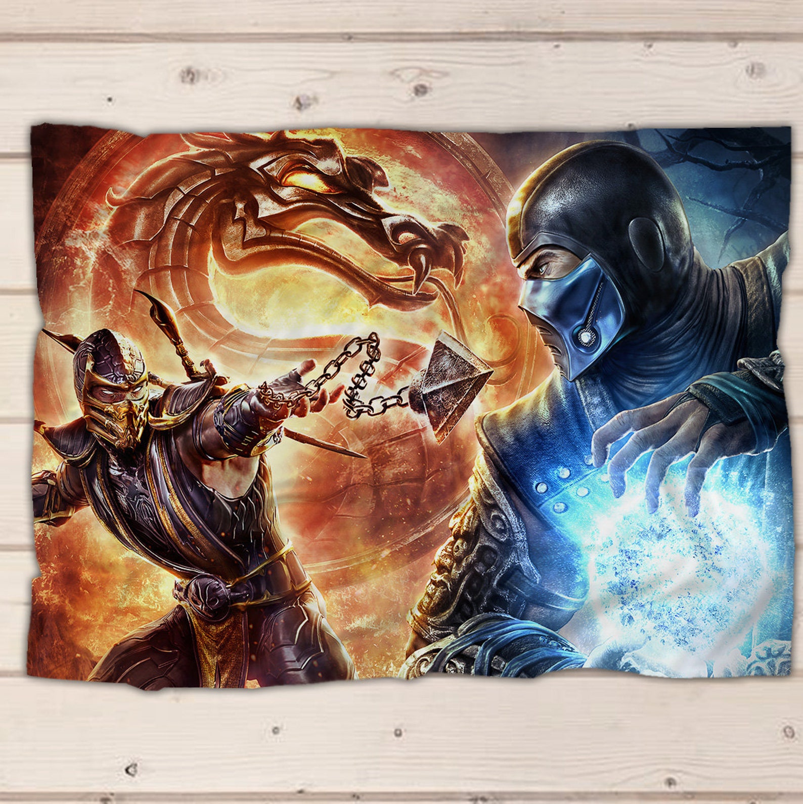 Mortal kombat blanket Scorpion and Sub Zero fleece blanket Etsy