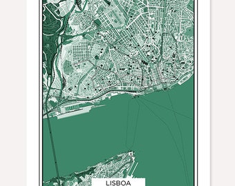 Lisbon City Map Print : City Art, Custom City, Impressions de Ville, Impression personnalisée de carte de ville