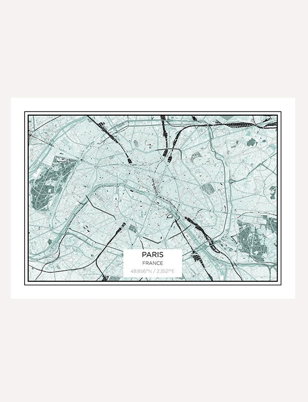 Paris City Map Print Art, Custom City, Impressions de Ville, Impression Personnalisée Carte Ville
