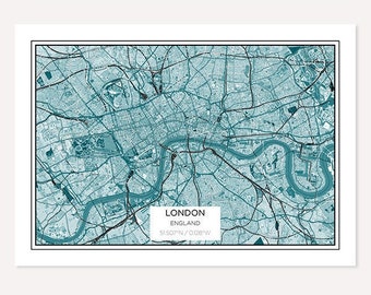 London City Map Print : City Art, Custom City, Impressions de Ville, Impression personnalisée de carte de ville