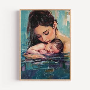 Home Birth Painting Print - Water Birth Art, Midwife Office Art, Midwife Gift, Doula Gift, Birth Worker Wall Decor, OB GYN Art, Birth Art