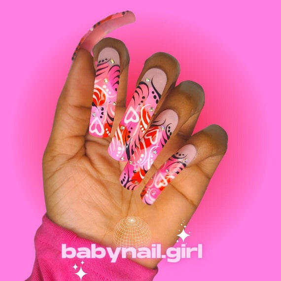 90s Line Art Press On Nails | Crush On You