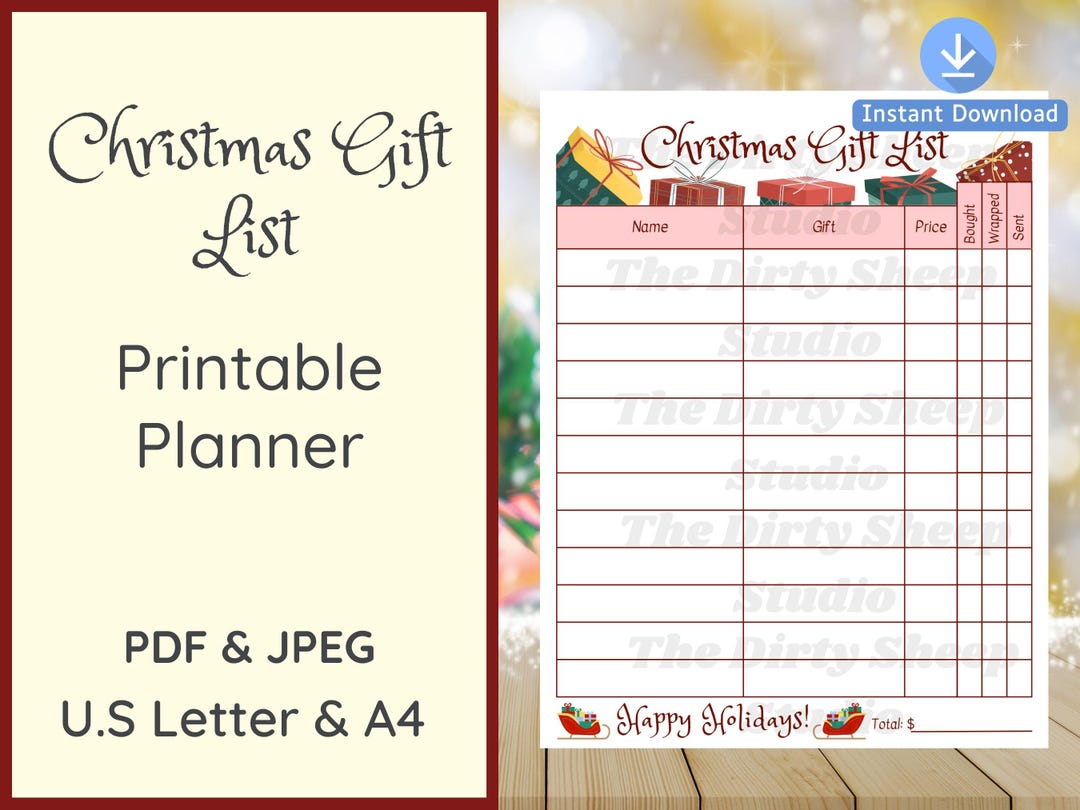 Christmas Gift List Planner Printable, Christmas Planner, Instant ...