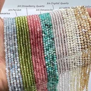 Natural Faceted Crystal Beads,2mm/3mm Gemstone Faceted Beads, Cut Round Crystal Beads, Small Size Gemstone Beads, For Jewelry Making Beads.