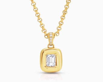Elegante smaragd geslepen laboratoriumdiamanten tennisketting | 9K, 14K, 18K massief goud | Tijdloze bruids- en jubileumsieraden | Handgemaakt cadeau voor haar.