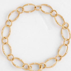Solid Gold Diamond Link Bracelet  – Flush Set Oval Chain Design in 9K 14K 18K – Wedding Diamond Jewelry – Statement Luxury Gift for Her.