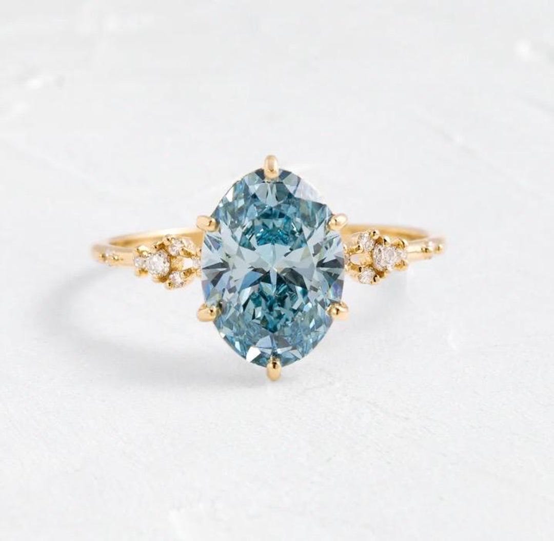 Blue Diamond Lab Grown, Vivid Blue Color, With Natural Diamond Accents ...