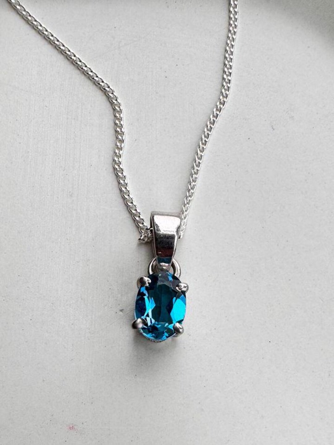 London Blue Topaz Oval 925 Sterling Silver Pendant Necklace - Gift ...