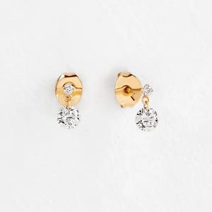 Diamond Earring - 14K Solid Gold Screw Back Earrings, 18K Gold Anniversary Gift for Her, Elegant Jewelry for Women