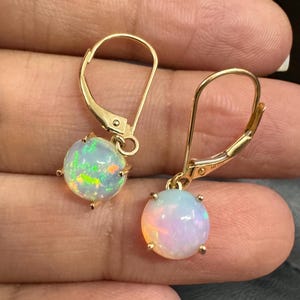 14K Gold Ethiopian Opal Drop Earrings: AAA-Grade Fire Opal