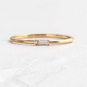 Handcrafted Baguette & Round Diamond Wedding Band | 9K, 14K, 18K Gold | Ethical Sustainable Jewelry | Perfect for Bridal, Anniversary.