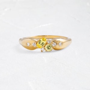 Handcrafted Sapphire & Diamond Wedding Band | 14K ,18K Gold | Ethical Sustainable Jewelry | Perfect for Bridal, Anniversary Gift For Her.