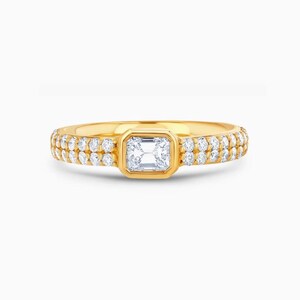Elegant Moissanite Diamond Engagement Ring | 9K, 14K & 18K Solid Gold | Octagon Cut | Timeless Bridal, Anniversary Jewelry | Handmade Gift.