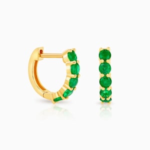 Classic Emerald Stud Earrings | 18k Solid Gold | Stunning Minimalist Jewelry | Thoughtful Wedding, Engagement & Anniversary Gift For Her.