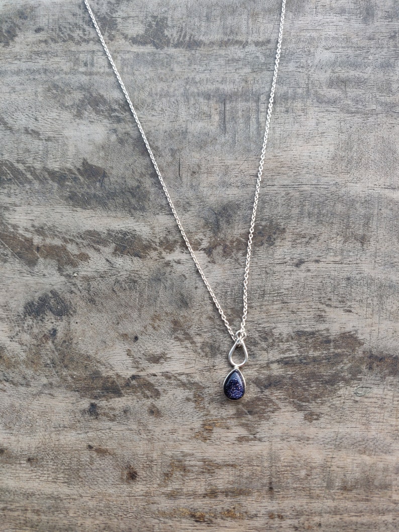 Blue Sunstone Pendant Necklace Valentine Gift Sunstone Pendant Gemstone Necklace Silver Jewelry Crystal Necklace