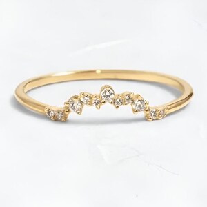 Dainty Diamond Ring in 14k Solid Gold / Petite Natural Diamond Wedding Band / Stacking Diamond Ring / Minimalist Diamond Ring Gift For Her.