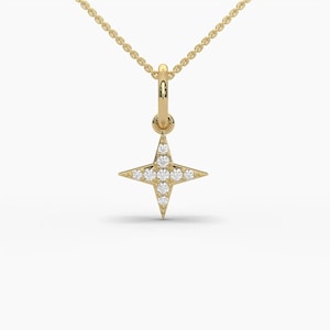 Minimalist Lab Grown Diamond Pendant Necklace | Dainty Moissanite or Lab Diamond Jewelry | 14k, 18k Solid Gold | Elegant Gift for Her.