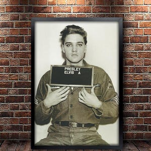 Elvis Presley Mugshot, Music Poster Framed and Ready to Hang