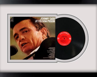 Music Gift,Display At Folsom Prison by Johnny Cash  Vinyl LP Record Framed and Ready to Hang Wall Art