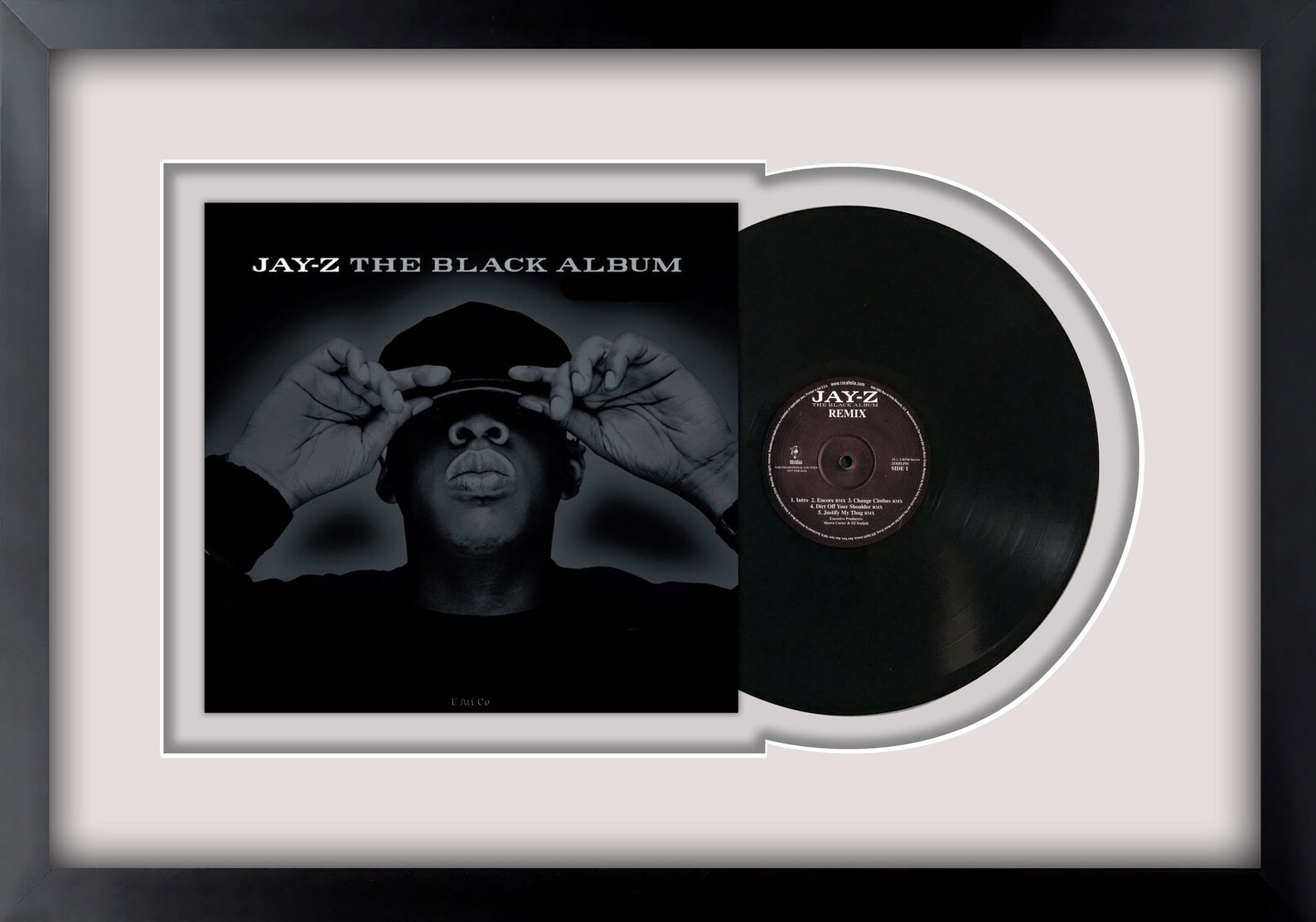 Jay Z, the Black Album, Vinyl LP Record Framed and Ready to Hang, Music Gift, Display, Wall Art