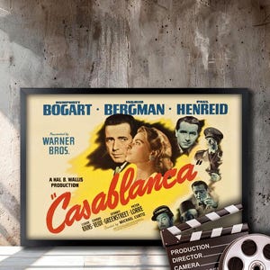 Casablanca (1942) , High-quality Reproduction Movie Poster Framed and Ready to Hang