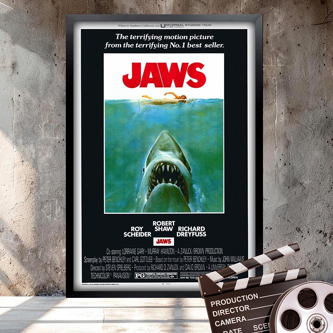 Jaws (1975), High-quality Reproduction Movie Poster Framed and Ready to ...
