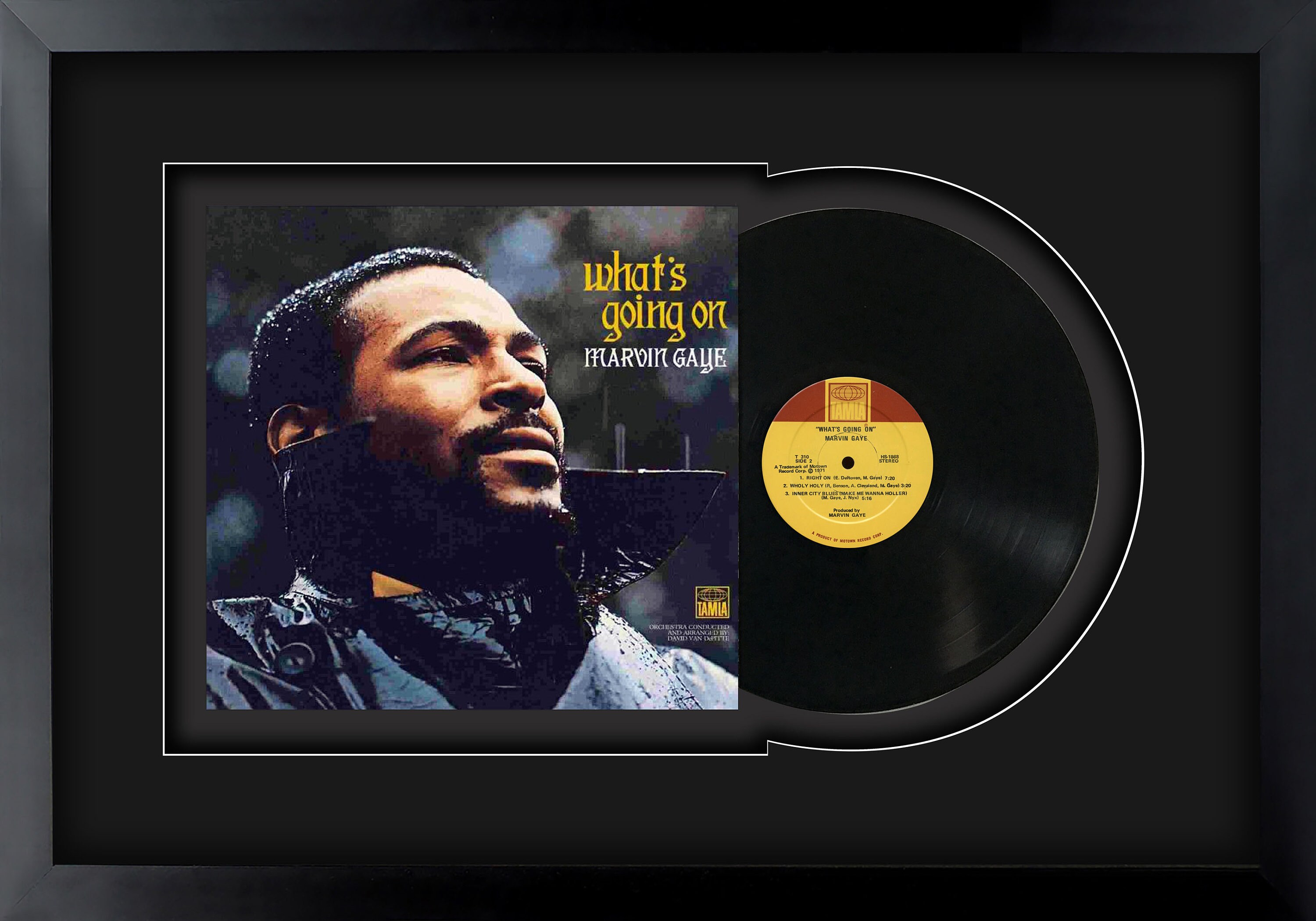 What's Going on by Marvin Gaye , Vinyl LP Record Framed and Ready