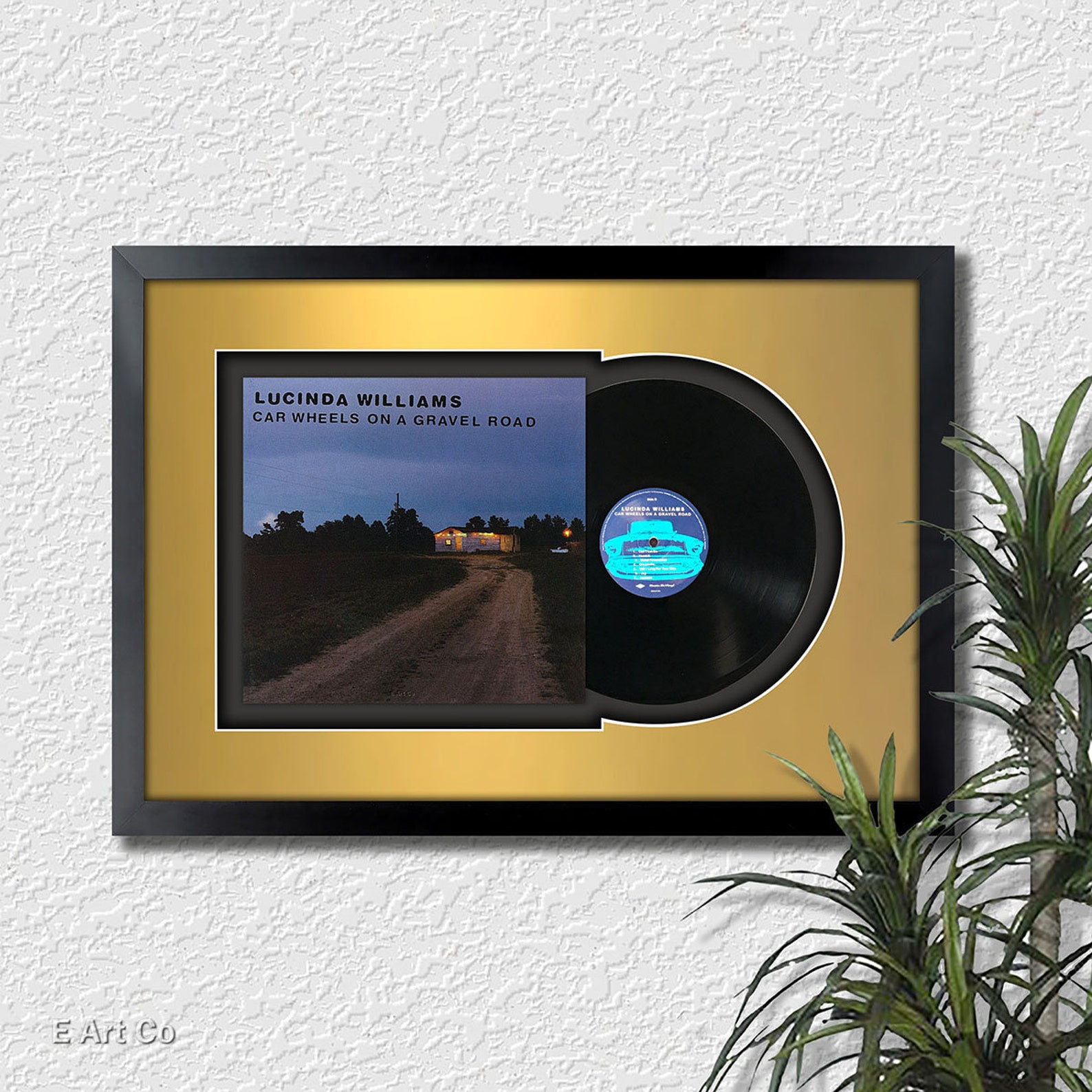 Lucinda Williams car Wheels on A Gravel Road , Vinyl LP Record Framed