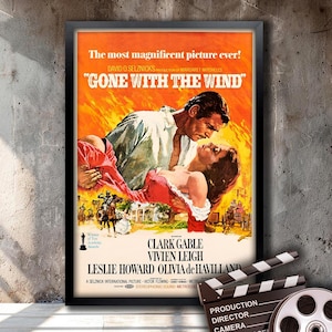 Gone with the wind (1939), High-quality Reproduction Movie Poster Framed and Ready to Hang