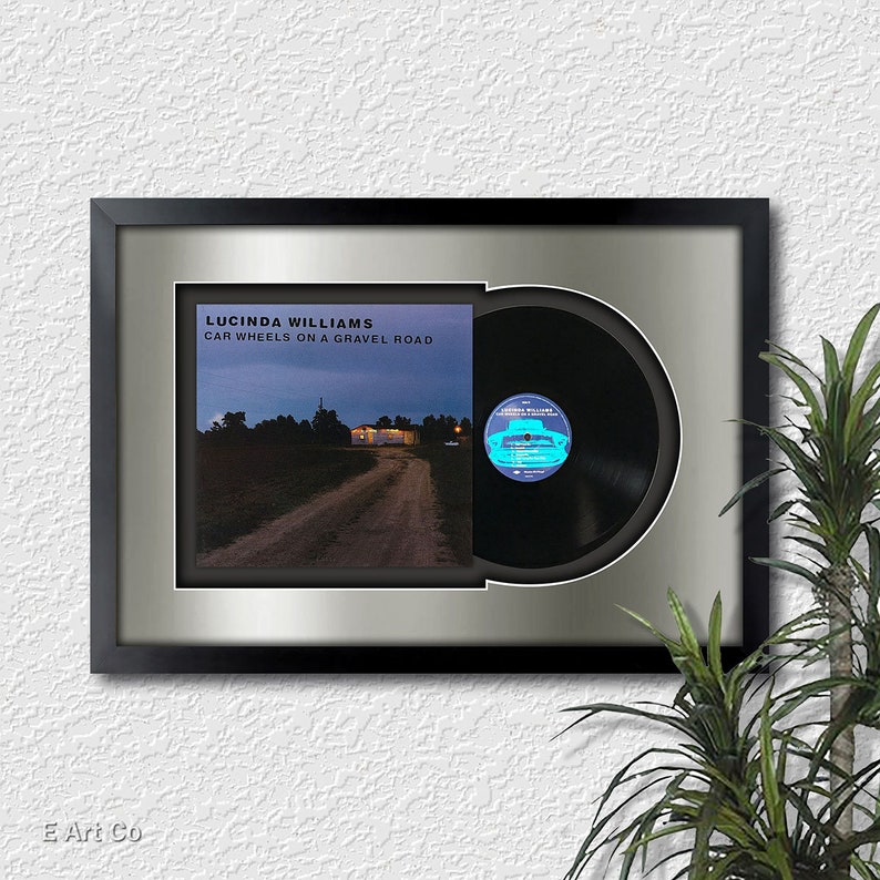 Lucinda Williams car Wheels on A Gravel Road , Vinyl LP Record Framed