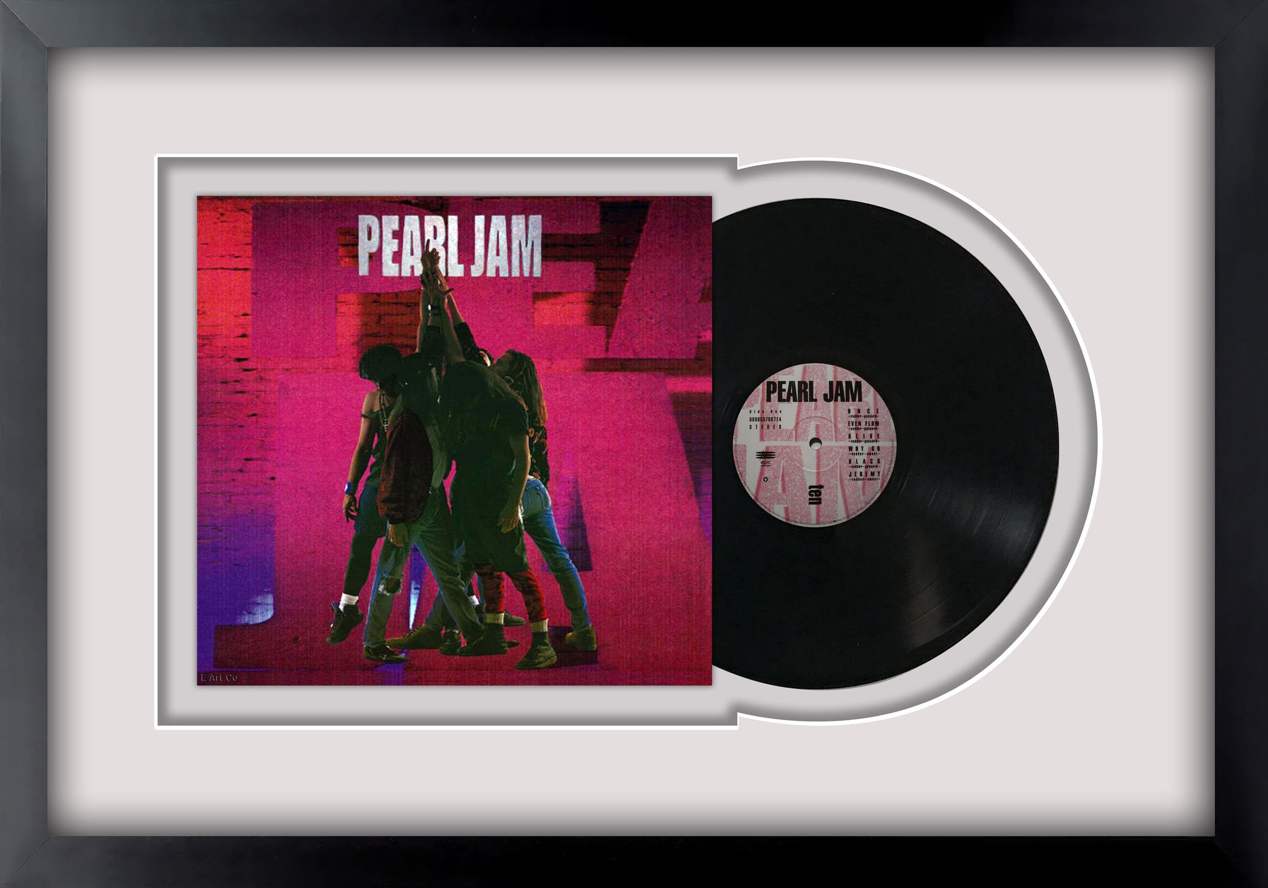 Ten by Pearl Jam , Vinyl LP Record Framed and Ready to Hang, Music Gift