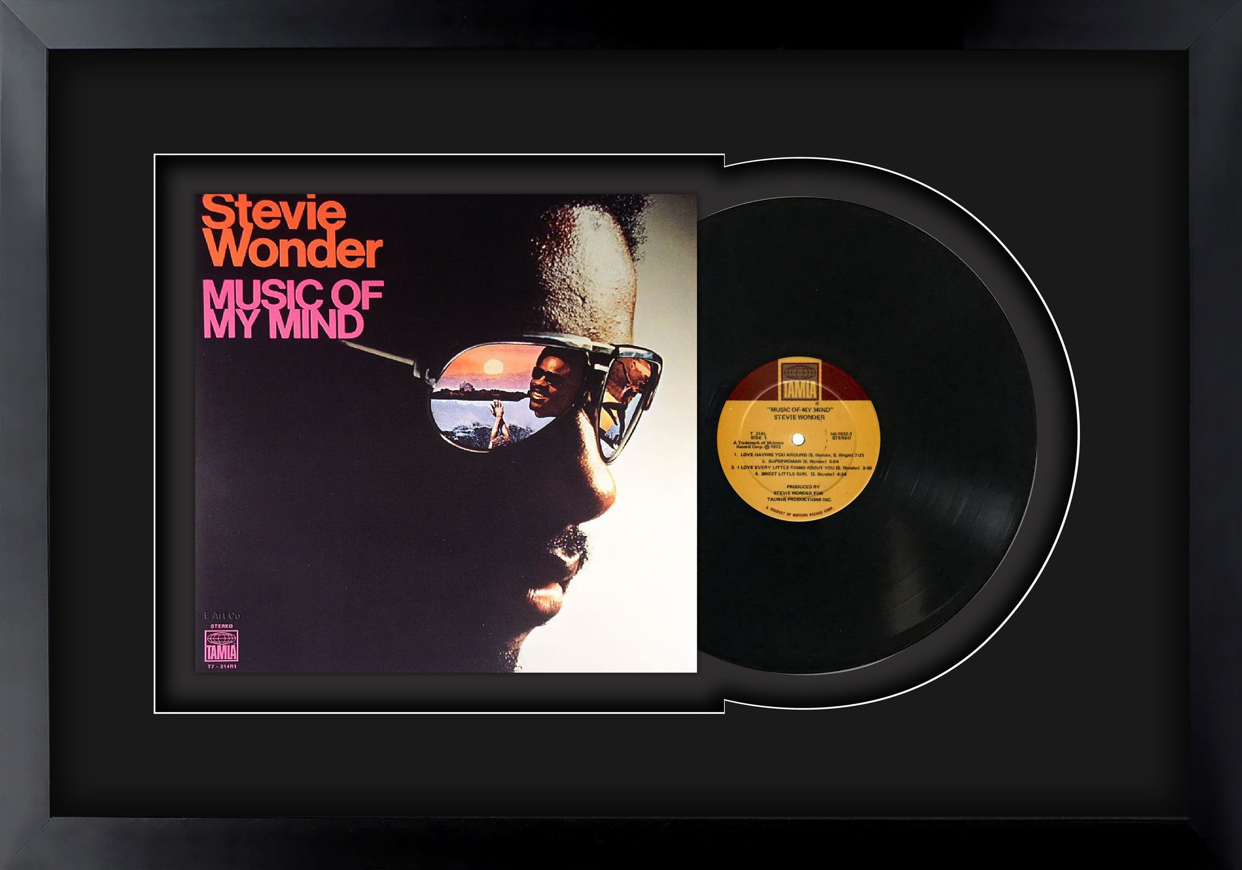 Stevie Wonder , Music of My Mind, Vinyl LP Record Framed and