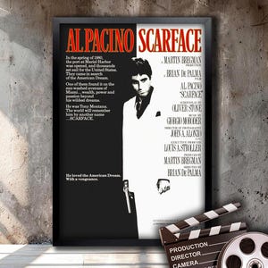 Scarface ,  High-quality Reproduction Movie Poster Framed and Ready to Hang
