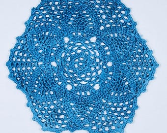 Tapete de encaje antiguo con forma de flor teñido con índigo -A1