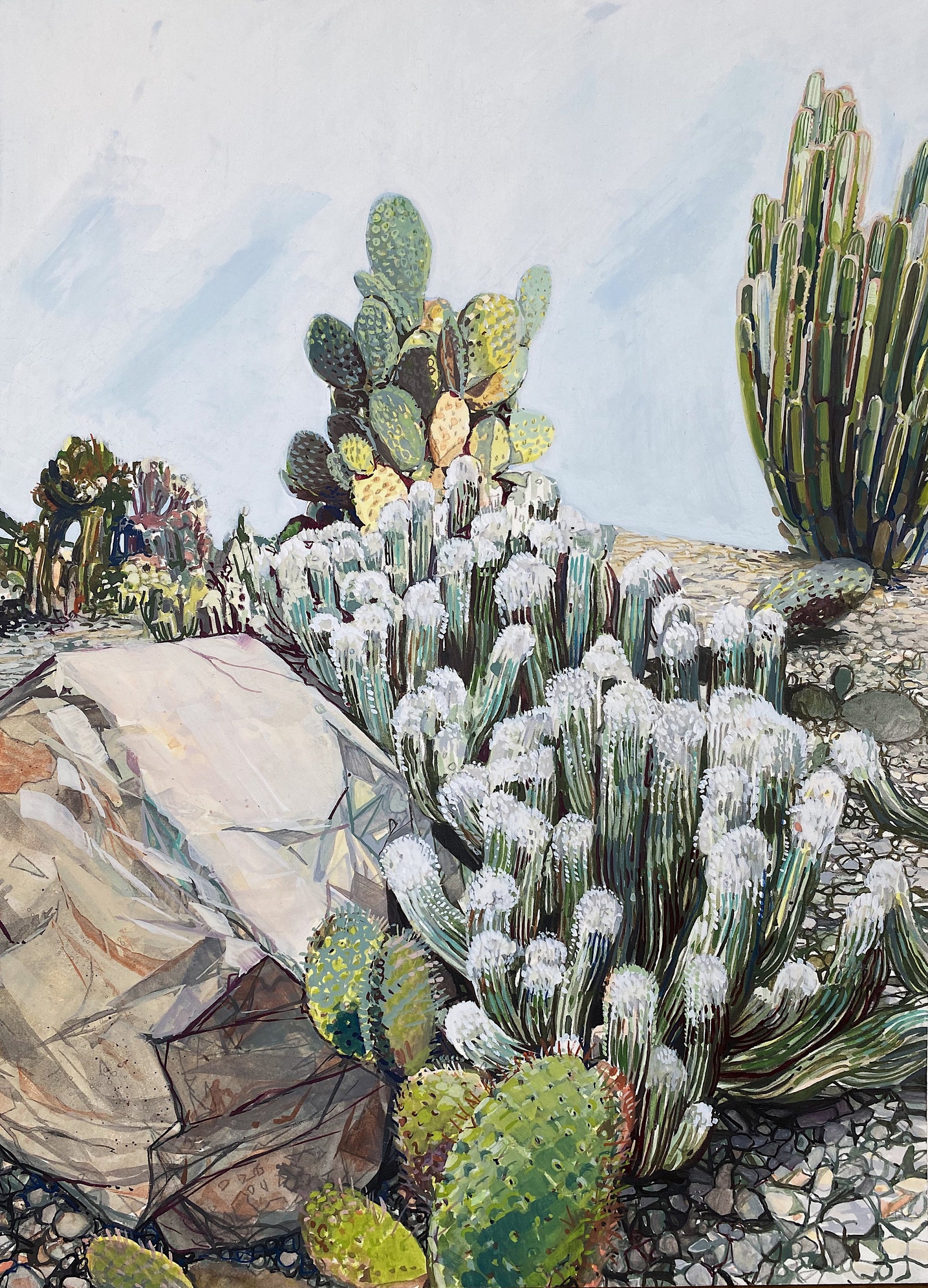 Desert Wall Original Art Landscape Cactus Contemporary Fine Etsy