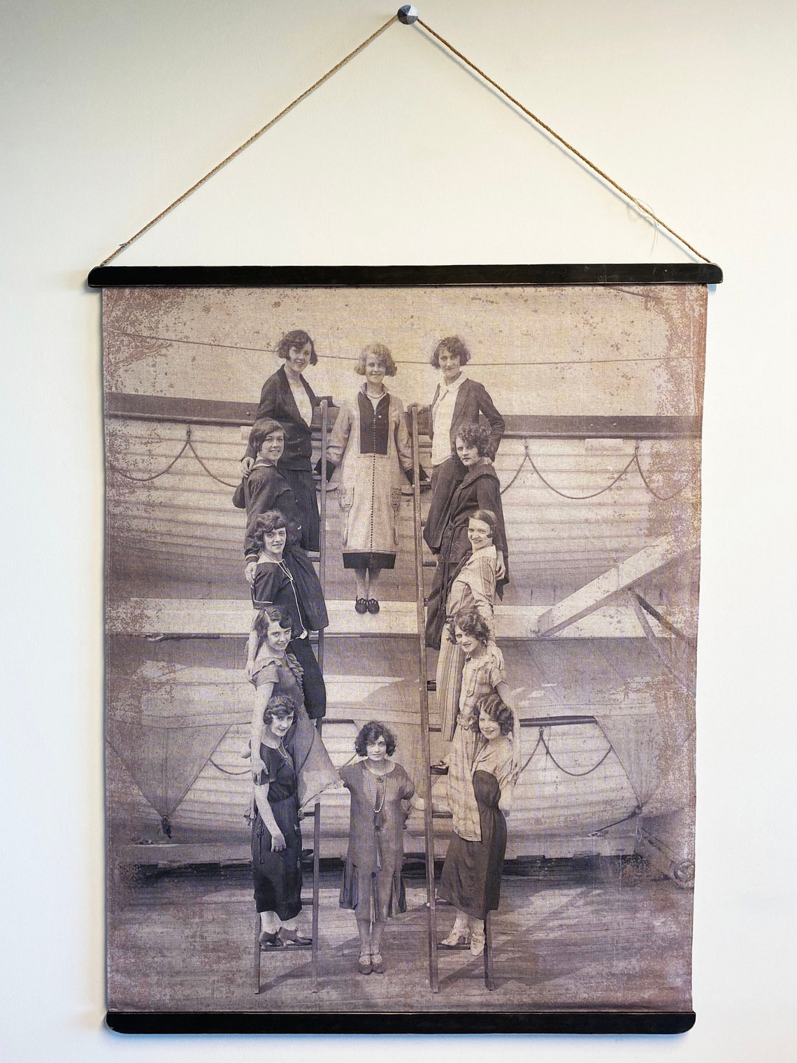 Vintage Photograph Linen Scroll Wall Hanging Decor Women Print Etsy