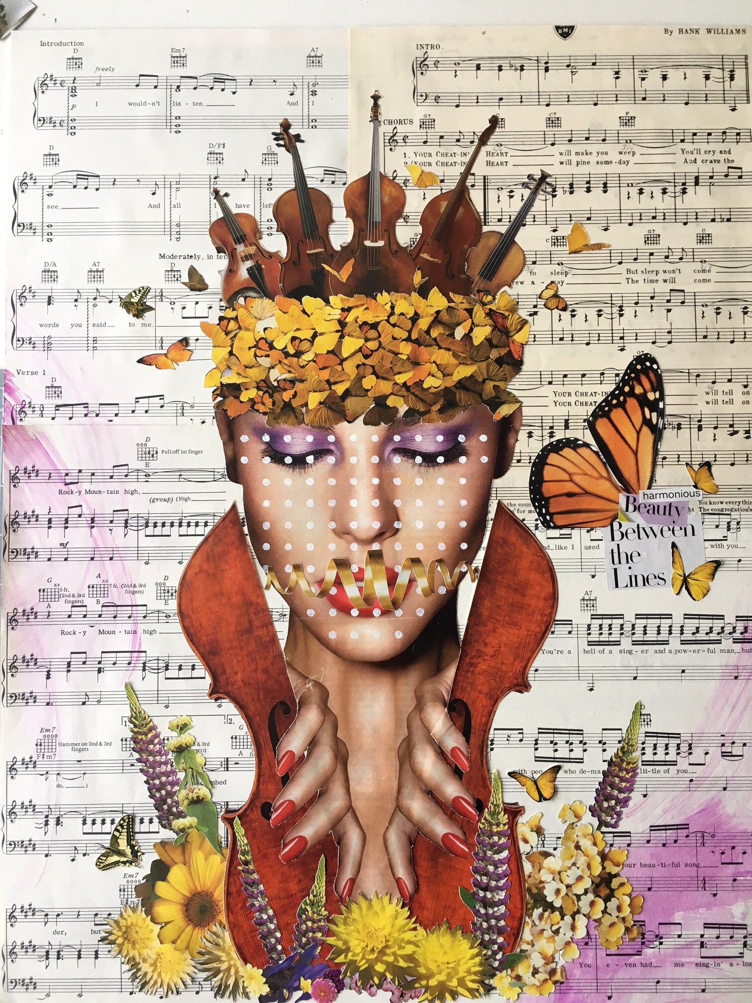 Original Mixed Media Collage Art Music Paper One-of-a-kind | Etsy