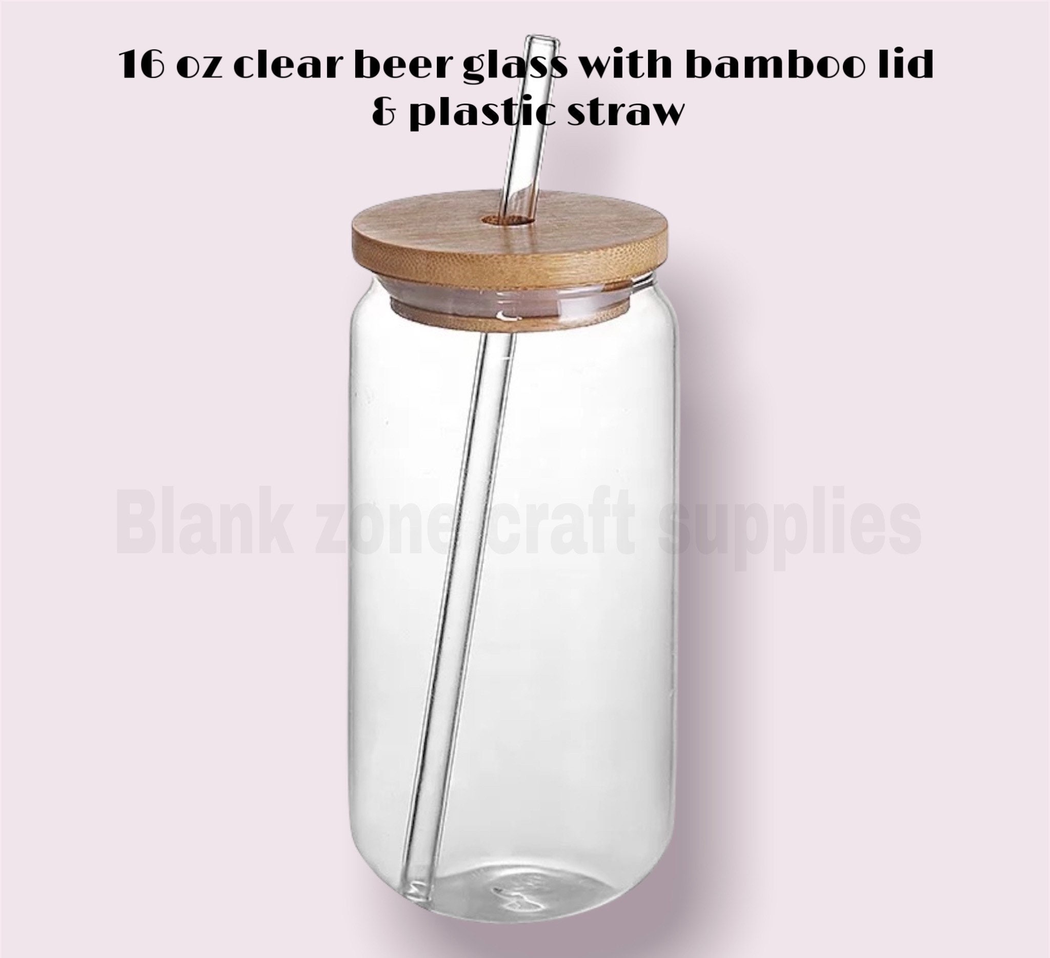  Vaso de cerveza reutilizable con tapa de bambú, sin BPA (16  onzas) : Hogar y Cocina
