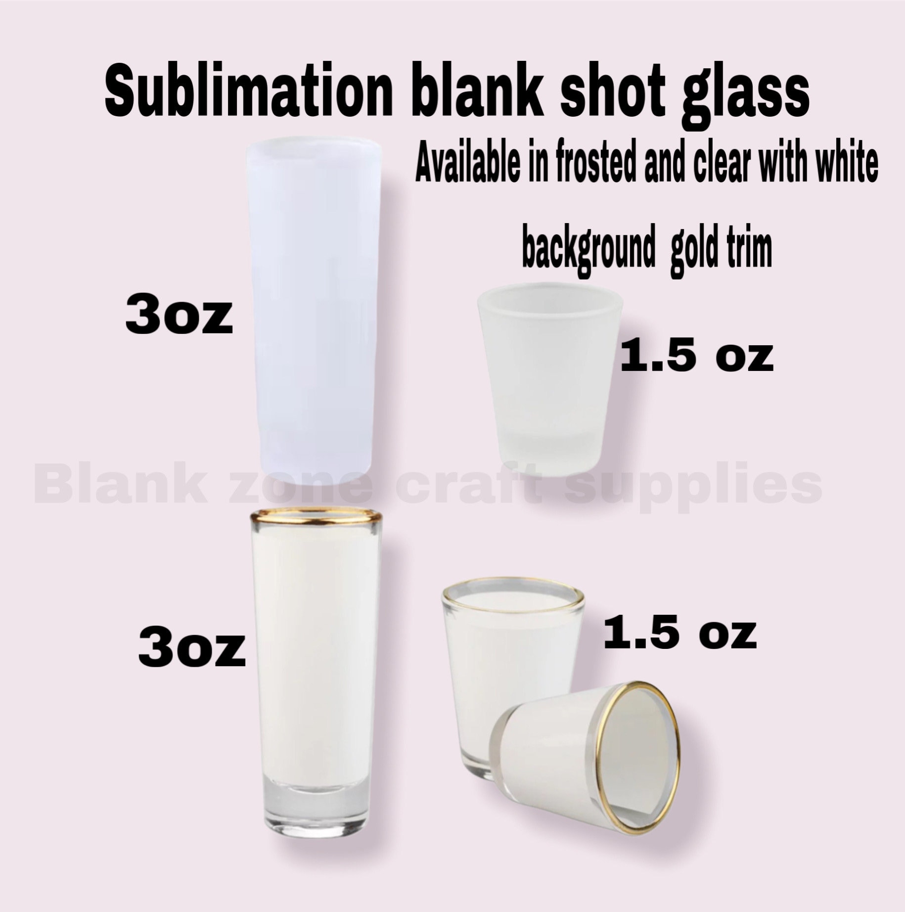 Set of 4 Sublimation Blank Shot Glasses. 
