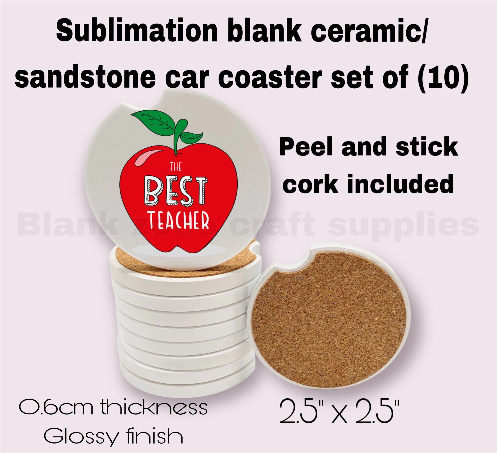Sublimation Glossy Ceramic Car Coaster Blanks