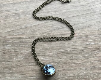 Full Moon Glass Pendant Necklace