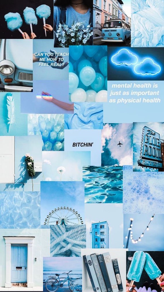 Boujee Blue Aesthetic Wall Collage Kit Blue Aesthetics 