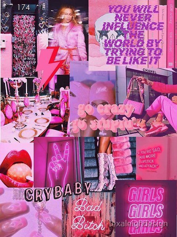 120 PINK BOUJEE BADDIE Collage Aesthetic. Trendy Vogue 