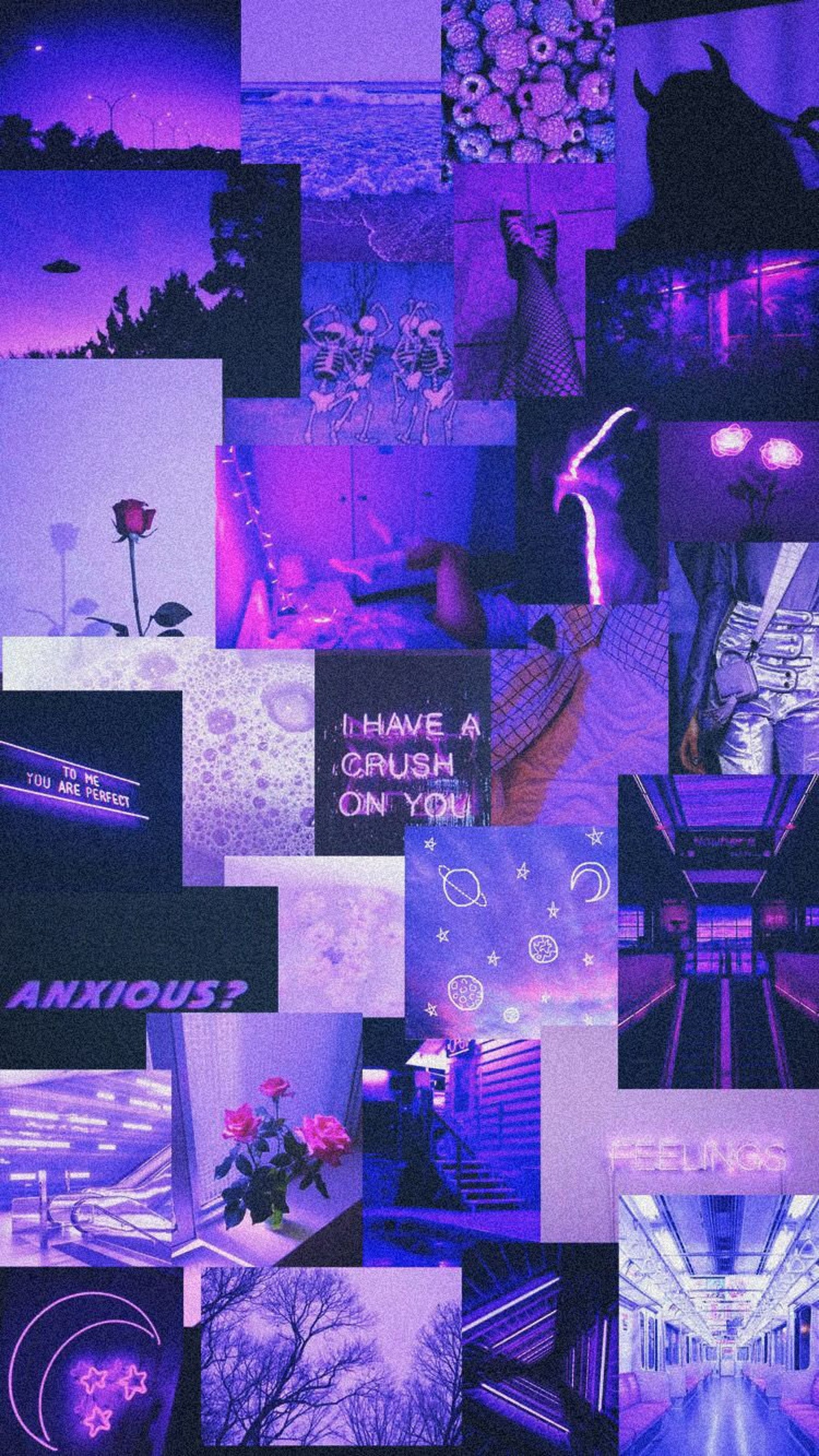 Neon Purple Aesthetic Collage Kit. Boujee Purple Mood Board | Etsy