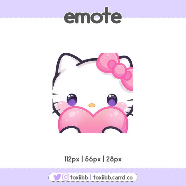 Kawaii Plush Kitty Love Heart Hello Emote Twitch / Youtube / Discord