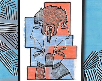 Always Looking Forwards, Always Looking Back HANDSIGNED A4/A3 Giclee Fine Art Print - Surreal Illustration - Weird - Strange - Avant Garde