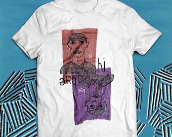 Hi Bye Illustration Unisex Direct to Garment T-Shirt - Tee - Graphic Tee - Weird Art - Grunge Shirt - Indie - Hipster - Quirky - Weird