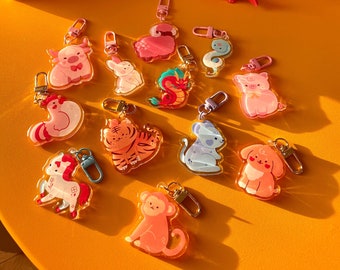 Zodiac Keychain | Chinese zodiac animals acrylic keychains